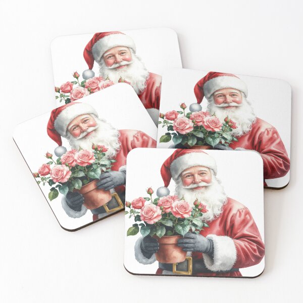 Item preview, Santa with Potted Rose – Sweet Holiday Art designed and sold by Litely.