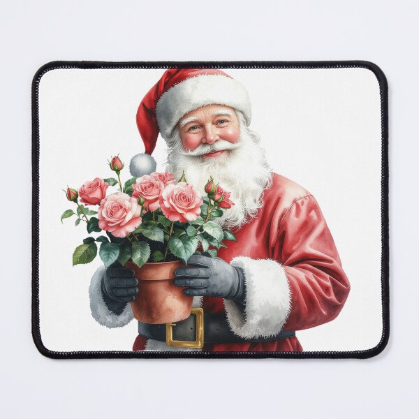 Item preview, Santa with Potted Rose – Sweet Holiday Art designed and sold by Litely.