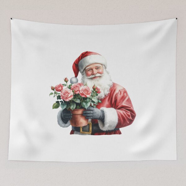 Item preview, Santa with Potted Rose – Sweet Holiday Art designed and sold by Litely.