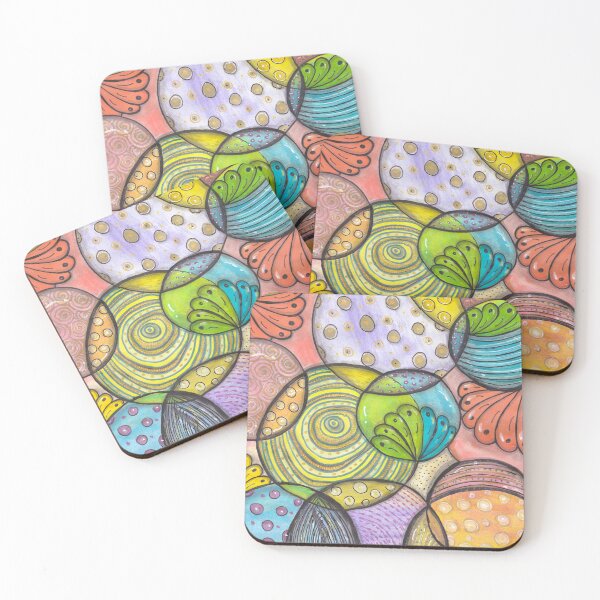 Item preview, Colorful Zentangle Circles | Abstract Watercolor Design designed and sold by ColorWander.