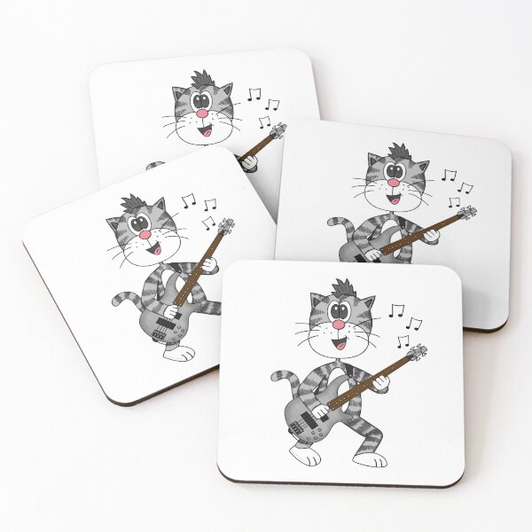Artikelvorschau, Katze spielt Bassgitarre, Bassist, Musiker, Musiklehrer entworfen und verkauft von doodlerob.