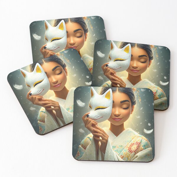 Item preview, Serene Woman with Fox Mask in Ethereal Setting designed and sold by Artessie.