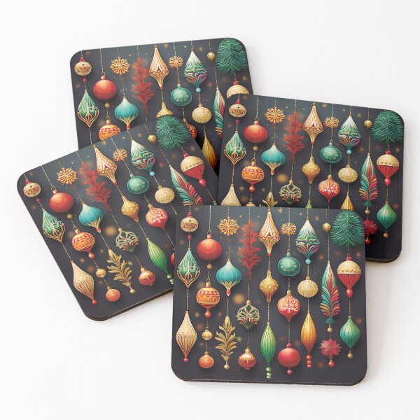 Item preview, Colorful christmas decorations on black designed and sold by Photopat.