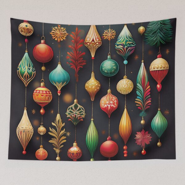Item preview, Colorful christmas decorations on black designed and sold by Photopat.