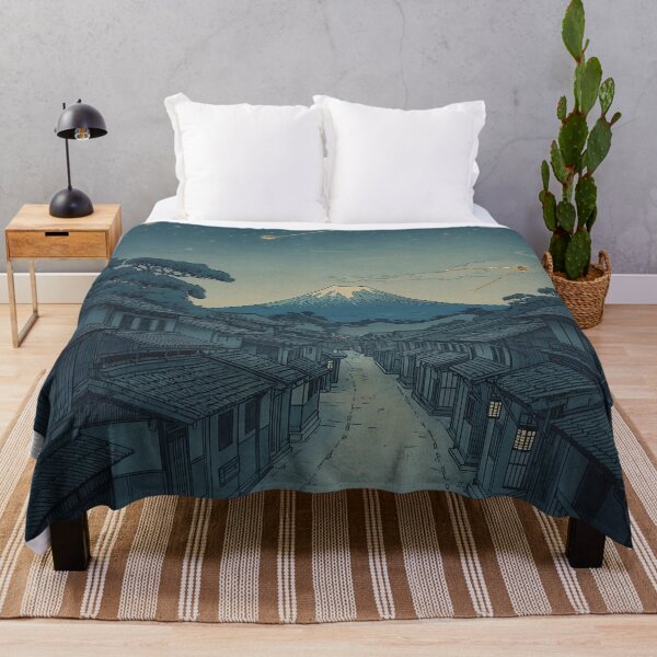 Item preview, Starry Night Village at Mount Fuji – Japanese Ukiyo-e Indigo Woodblock Scene designed and sold by Vandy Fullam.