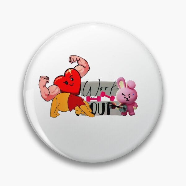 Item preview, Cute Workout Motivation Cartoon – Strong Heart, Bunny & Funny Fitness Art designed and sold by Pandastore14.