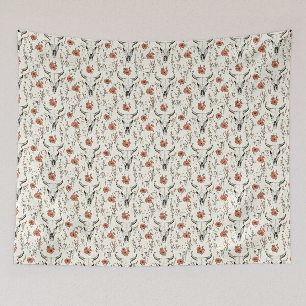 Item preview, Flowery Cow Skull – Rustic and Bohemian Pattern designed and sold by MidArtForge.