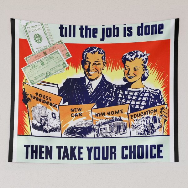 Item preview, Vintage WWII Propaganda Poster | Save with War Bonds & Victory Loans | 1940s Home Car Education Dreams | Retro Art Print designed and sold by artofuniverse.