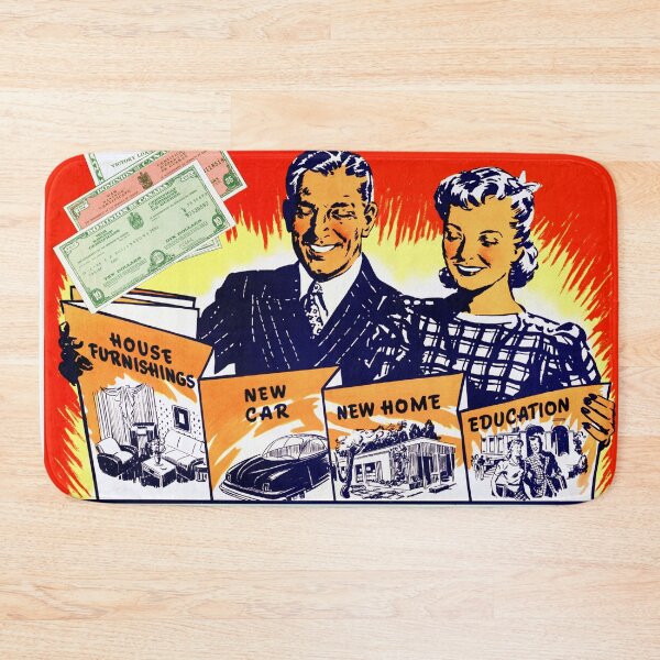 Item preview, Vintage WWII Propaganda Poster | Save with War Bonds & Victory Loans | 1940s Home Car Education Dreams | Retro Art Print designed and sold by artofuniverse.