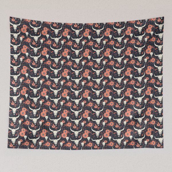 Item preview, Flowery Cow Skull – Rustic and Bohemian Pattern designed and sold by MidArtForge.