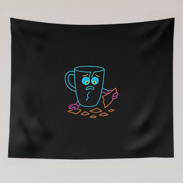 Item preview, Neon Mug Picking Up Its Pieces – Cute Broken Cup Illustration designed and sold by Gletschie.