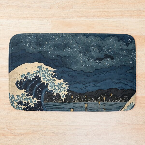Item preview, Ukiyo-e Woodblock Night Seascape – Japanese Indigo Waves Under a Starry Sky designed and sold by Vandy Fullam.