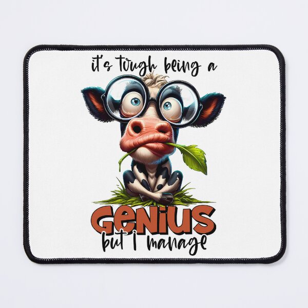 Item preview, Nerdy Cow, Funny Saying, It’s Tough Being a Genius but I Manage designed and sold by FunnyTeeByMe.