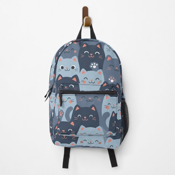 Artikelvorschau, Niedlicher und stylischer Rucksack mit pastellfarbenen Katzenmotiven – Ruhiger Luxus, Kawaii-Rucksack für Schule und Uni entworfen und verkauft von fyndit.