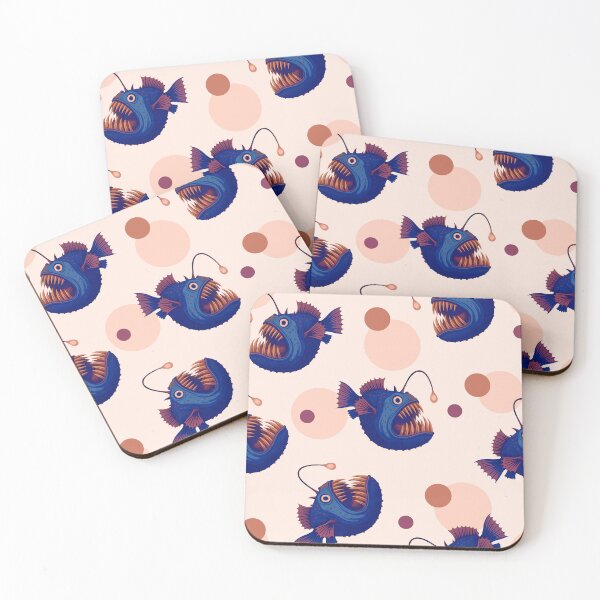 Item preview, Retro Anglerfish Blue Vintage pattern V2 designed and sold by BeebooDesign.