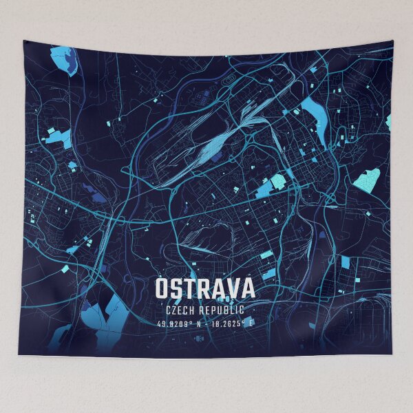 Item preview, Ostrava Midnight City Map designed and sold by HomeLivingCo.