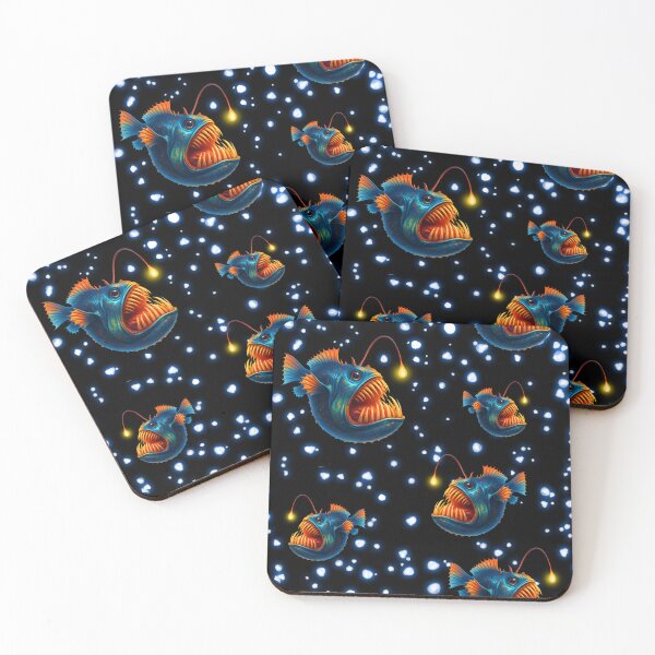 Item preview, Glowing Anglerfish Pattern – Deep Sea Creature Seamless Design designed and sold by BeebooDesign.