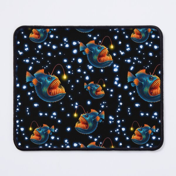Item preview, Glowing Anglerfish Pattern – Deep Sea Creature Seamless Design designed and sold by BeebooDesign.