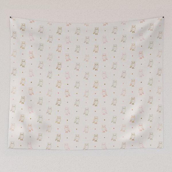 Item preview, Outline Minimalist Cute Owls And Polka Dots In Earthy Tones  designed and sold by EliveraDesigns.