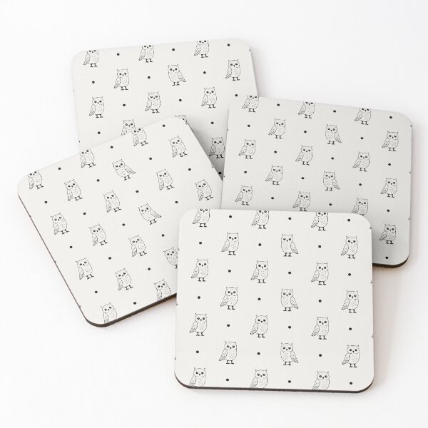 Item preview, Outline Minimalist Cute Owls And Polka Dots In Black And Cream  designed and sold by EliveraDesigns.