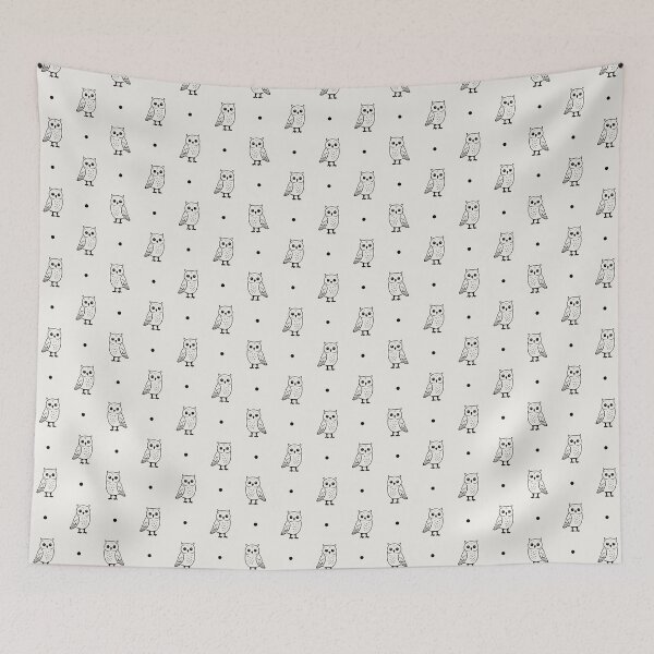 Item preview, Outline Minimalist Cute Owls And Polka Dots In Black And Cream  designed and sold by EliveraDesigns.