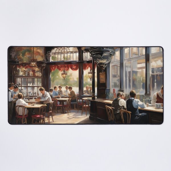 Item preview, Antique Restaurant Painting, Vintage Cafe painting, Antique Bar Wall Art, Bar Wall Decor, Cafe Art Print designed and sold by SavageVision.