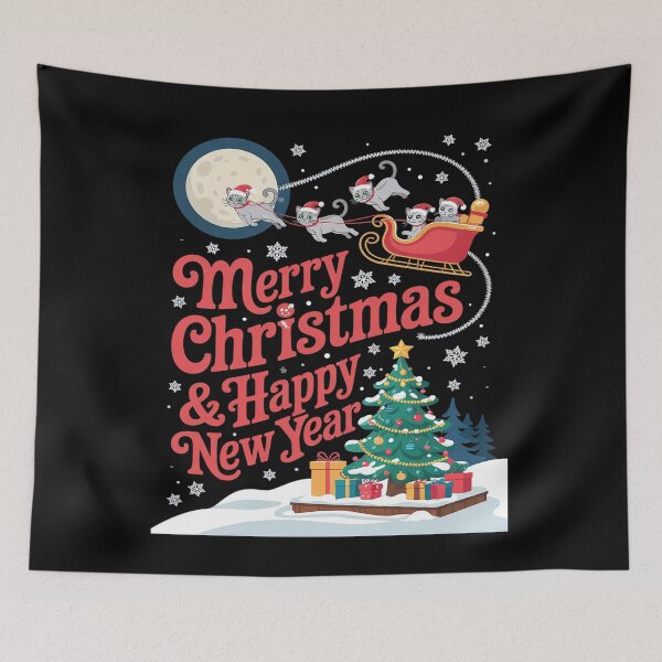 Item preview, Xmas Lighting Tree Santa Riding Ragdoll Cat Christmas  designed and sold by lilLilaBatArt.
