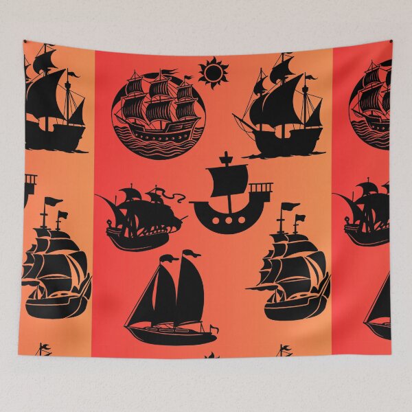 Artikelvorschau, Tall Ships Fleet" – Vintage Maritime Sailing Vessels Pattern entworfen und verkauft von VAGABOND12.