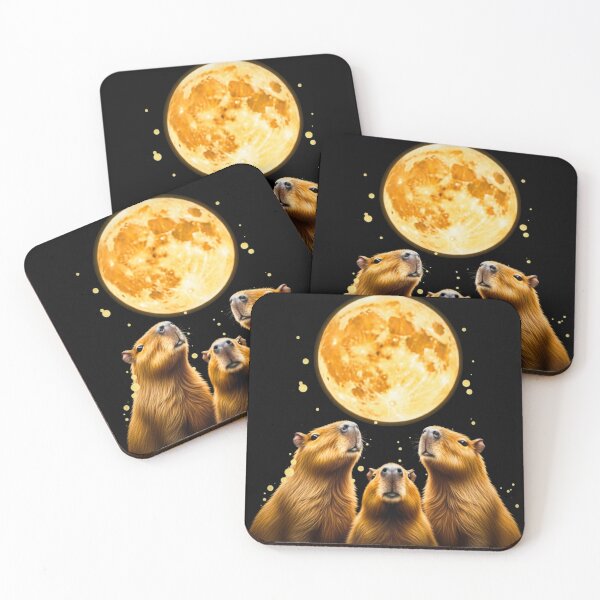 Item preview, Three capybaras gaze at the Red Blood Moon | Cute Meme Animal Design designed and sold by Ascooepics.