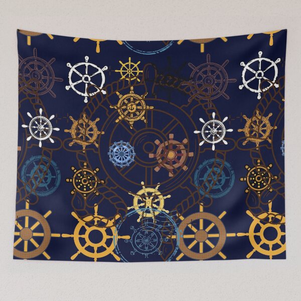 Artikelvorschau, Captain's Command" Vintage Ship Wheel & Compass Rose Pattern entworfen und verkauft von VAGABOND12.
