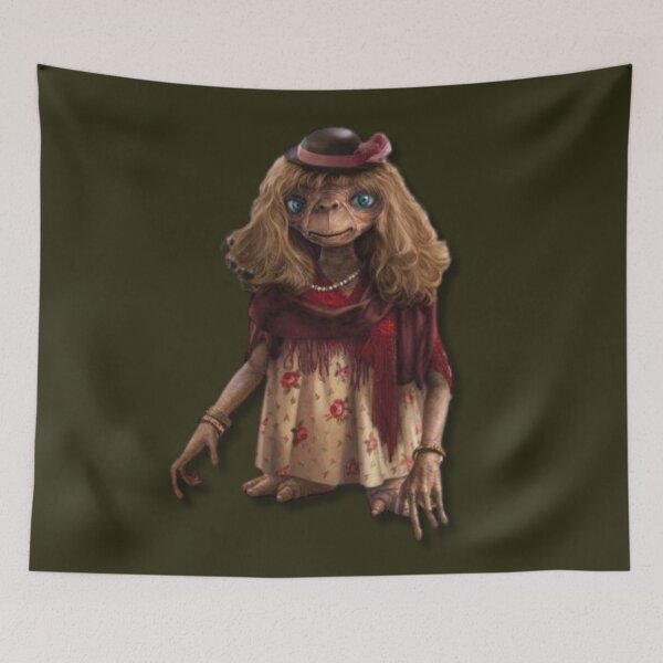 Item preview, E.T. Alien in Cute Vintage Dress Outfit from 80s Movie Art Design designed and sold by MakersFolly.