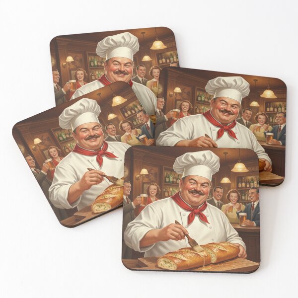 Item preview, "GARLIC BREAD RULES!" – Vintage 1950s Pub Chef Poster designed and sold by Cozy-Old-Pub.