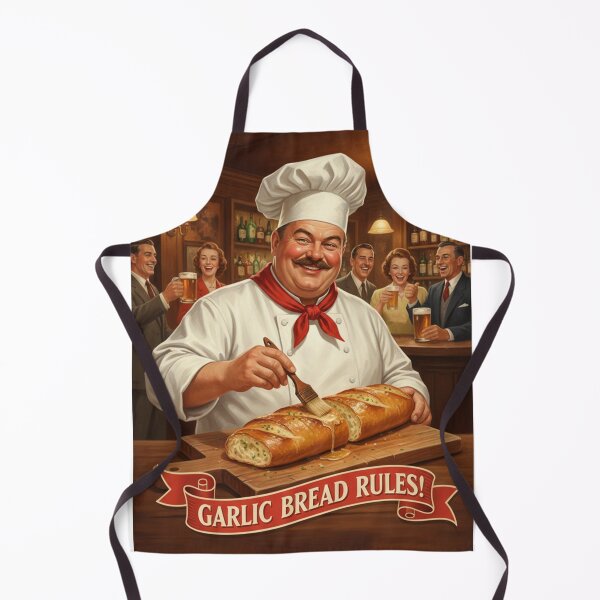 Item preview, "GARLIC BREAD RULES!" – Vintage 1950s Pub Chef Poster designed and sold by Cozy-Old-Pub.