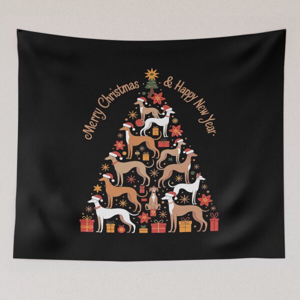 Item preview, Holiday Xmas Lighting Santa Whippet Dog Christmas Tree  designed and sold by lilLilaBatArt.