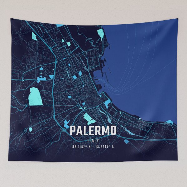 Item preview, Palermo Midnight City Map designed and sold by HomeLivingCo.