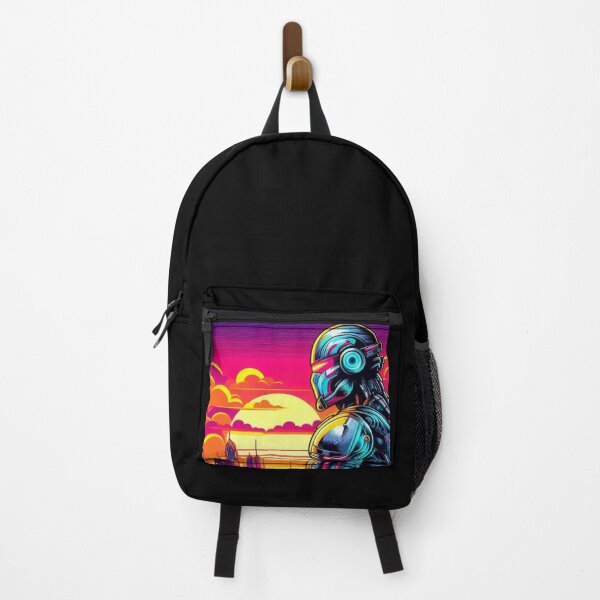 Item preview, Neon Sunset Cyborg in Futuristic Cityscape designed and sold by Dogandesighn.