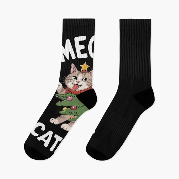 Item preview, Meowy Catmas Black Cat Christmas Tree Cat Owner PJ  designed and sold by lilLilaBatArt.