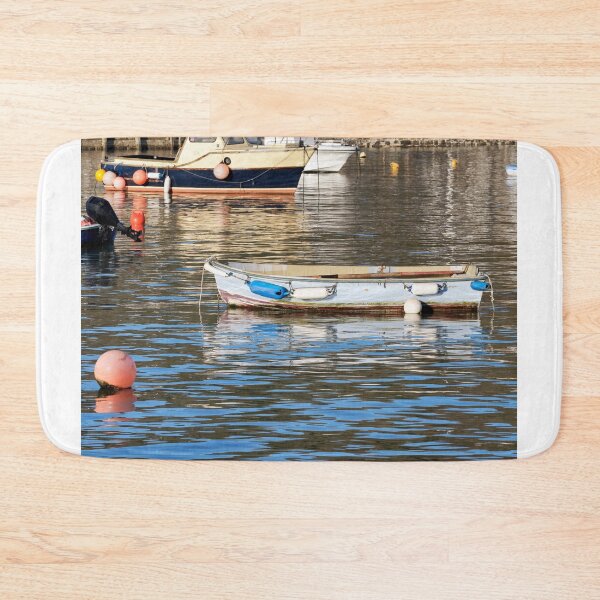 Item preview, Skiff Rowboat Reflected in Calm Harbour Waters designed and sold by Dorset Girl.