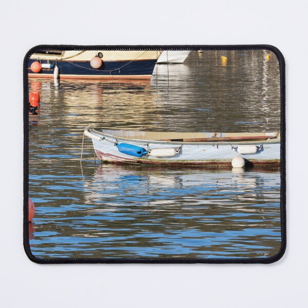 Item preview, Skiff Rowboat Reflected in Calm Harbour Waters designed and sold by Dorset Girl.
