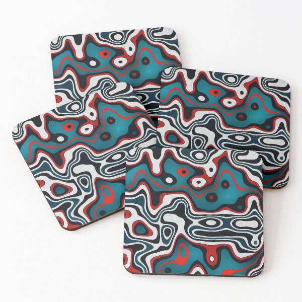 Item preview, Teal Red Abstract Fluid Pattern designed and sold by BeebooDesign.