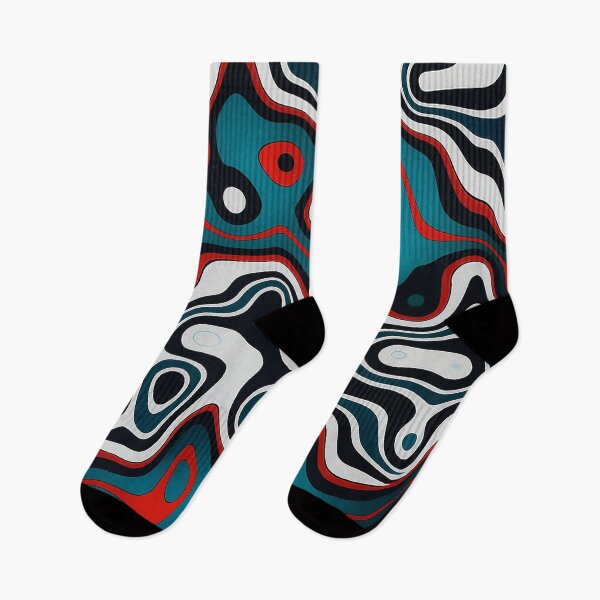 Item preview, Teal Red Abstract Fluid Pattern designed and sold by BeebooDesign.