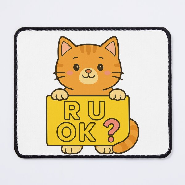 Item preview, Cute Cat Holding “R U OK” designed and sold by kimo55.