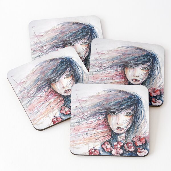 Item preview, Winds of Emotion - Watercolor Portrait with Flowers designed and sold by valyaart.
