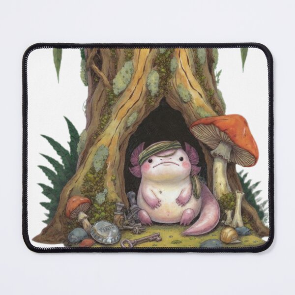Item preview, Trinket Keeper Axolotl – Goblincore Forest Spirit With Keys & Mushrooms designed and sold by MadeByACJ.