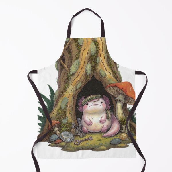 Item preview, Trinket Keeper Axolotl – Goblincore Forest Spirit With Keys & Mushrooms designed and sold by MadeByACJ.