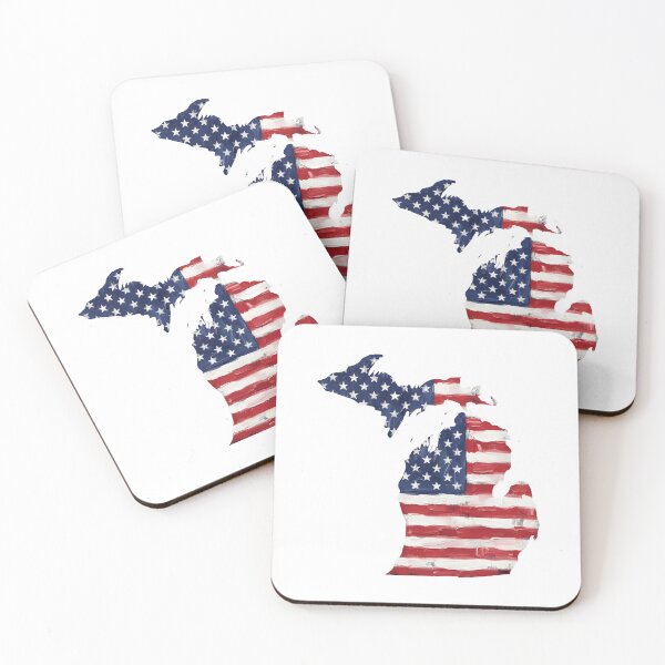 Item preview, Michigan USA Flag Silhouette – Stars and Stripes State Outline designed and sold by Paper Drip.