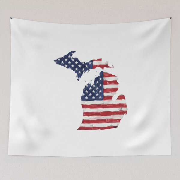 Item preview, Michigan USA Flag Silhouette – Stars and Stripes State Outline designed and sold by Paper Drip.