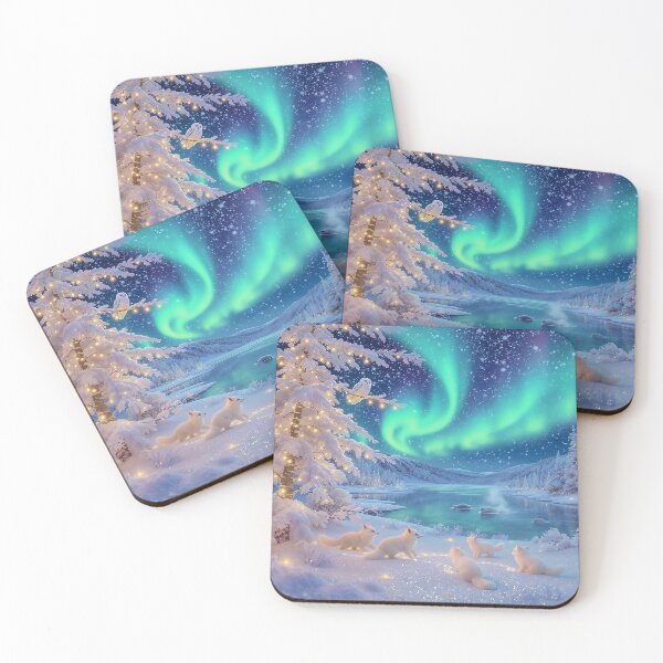 Item preview, Arctic Fox Christmas Magic Northern Lights Winter Scene designed and sold by acceleratorhams.