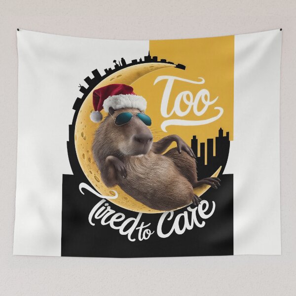 Item preview, Too Tired To Care Cocky Capybara Christmas Attitude designed and sold by SolaoLab.