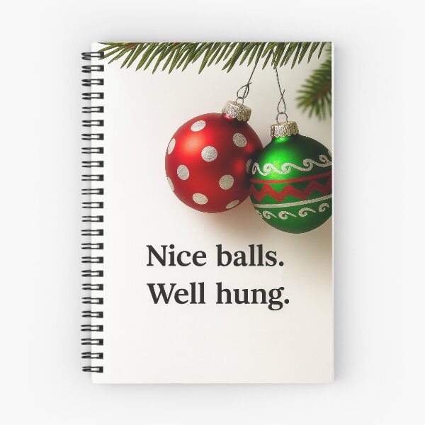 Aperçu de l'œuvre Belles boules, bien pendues. – Modèle de carte de Noël humoristique créée et vendue par RetroChill.